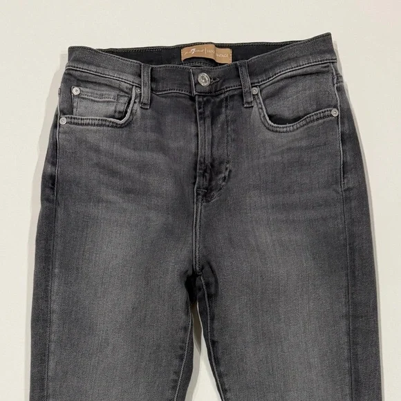 7 For All Mankind High Waist Slim Kick Fray Hem Jeans Luxe Vintage Cher Grey 26 - Picture 3 of 14